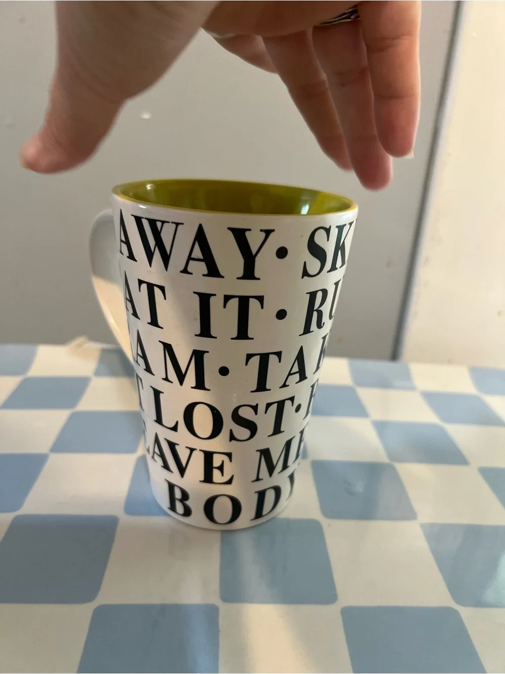 White Ceramic Mug - Go Away / Skedaddle / Buzz off / scram